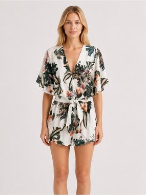 Sheike Australia Floral Tropical Leaf Print Romper Playsuit Size 8 US (12 AU)